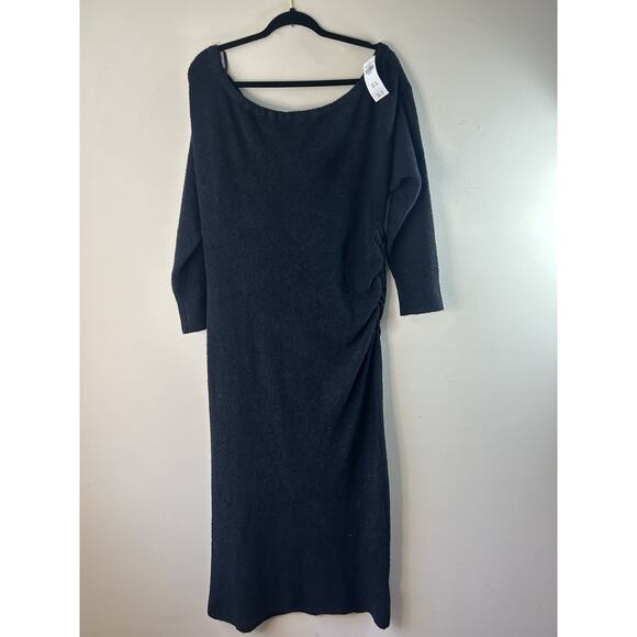 Abercrombie & Fitch Boucle Off The Shoulder Black Maxi Dress Sweater XLP Petite - Picture 2 of 11